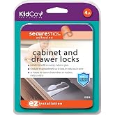 KidCo Adhesive Mount Lock - 4 Pack Drawer Safety Child Proof Cabinet Latches Baby Proofing Drawer Cupboard Locks Child Safety Latch - Easy to Install Baby Proof Cabinet Latches