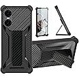 bojioderf Case Compatible for BLU G63 Phone Case Cover [with Tempered Glass Screen Protector] Hybrid Case [Folding Support Magnetic] [Frosted anti-fingerprint] Black