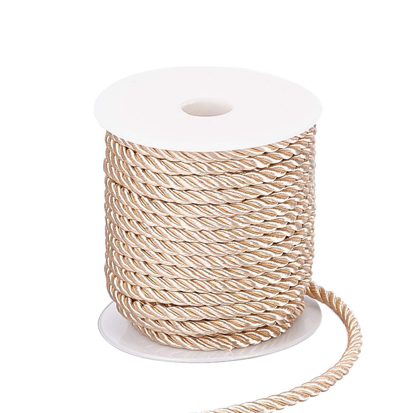 PH PandaHall 59ft 5mm Twisted Cord Trim, 3-Ply Polyester Cord Shiny Viscose Cording Decorative Twine Cord Rope String for Curtain Tieback Gift Bags Rope Handles Handbags Handles and DIY Craft Making