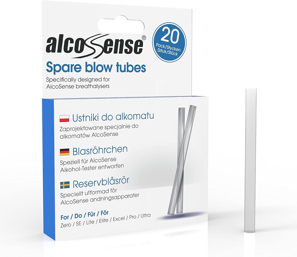 AlcoSense Blow Tubes 560 x 20 Tubes for Breathalyser Zero Elite Excel Pro Ultra
