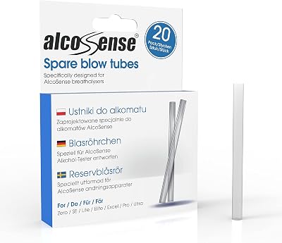 AlcoSense Blow Tubes 560 x 20 Tubes for Breathalyser Zero Elite Excel Pro Ultra