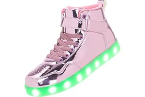 APTESOL Kids LED Light Up Shoes High Top Cool USB Rechargeable Flashing Sneakers for Unisex Child Boys Girls