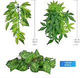 ERKOON Fishtank Green Leaves 3 Pieces Artificial Plant Set for Reptile Aquarium view 2