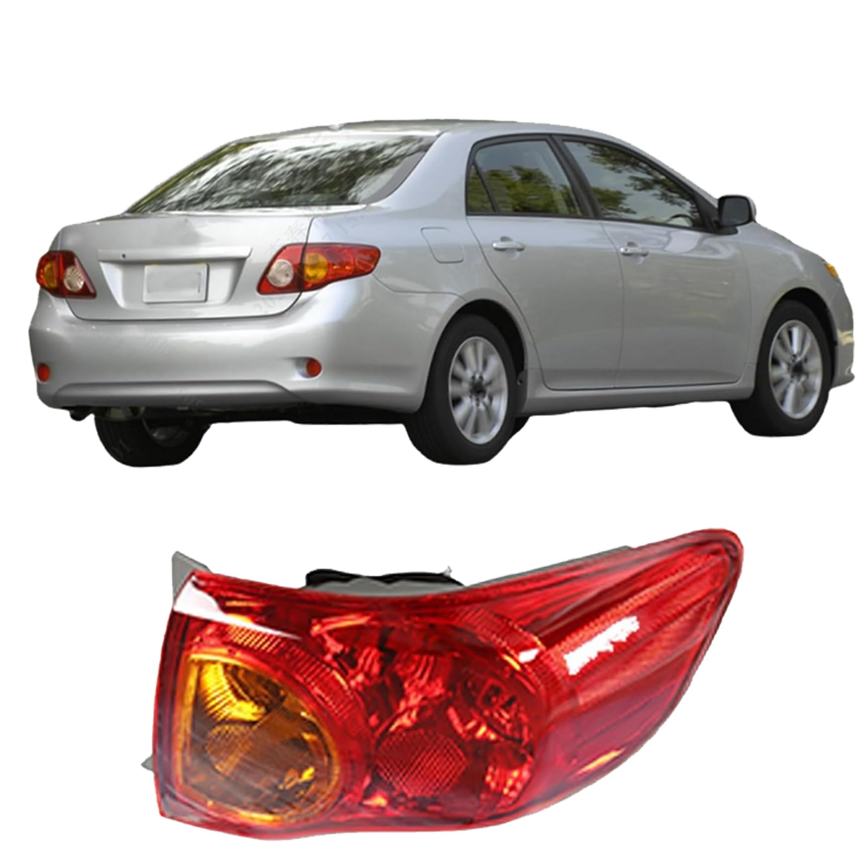 Photo 1 of Silscvtt Passenger Side Outer Rear Brake Tail Light Assembly Replacement for Toyota Corolla 2009 2010 Red Lens Right Tail Lamp 8155002460 TO2801175