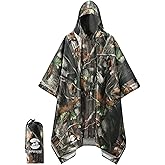 SaphiRose Extra Thick Hooded Rain Poncho Double Layer Waterproof Raincoat Jacket for Men Women Adults
