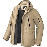Pioneer Camp Men's Winter Coat Waterproof Fleece Lined Warm Winter Jacket with 9 Pockets Insulated Windproof Hooded Parka