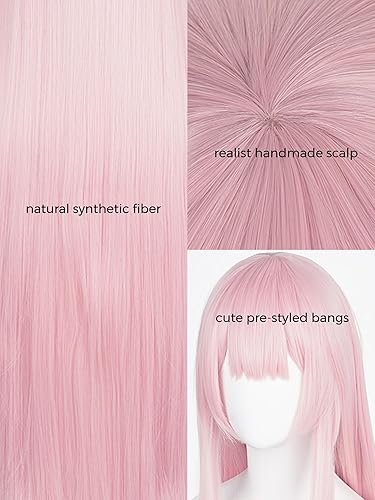 Zero Two 02 Cosplay Wig + Horn Headband, 39'' Long Straight