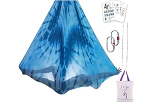 F.Life Aerial Yoga Hammock 5.5 yards Premium Aerial Silk Fabric Yoga Swing for Antigravity Yoga Inversion Include Daisy Chain,Carabiner and Pose Guide (Frost Flower)