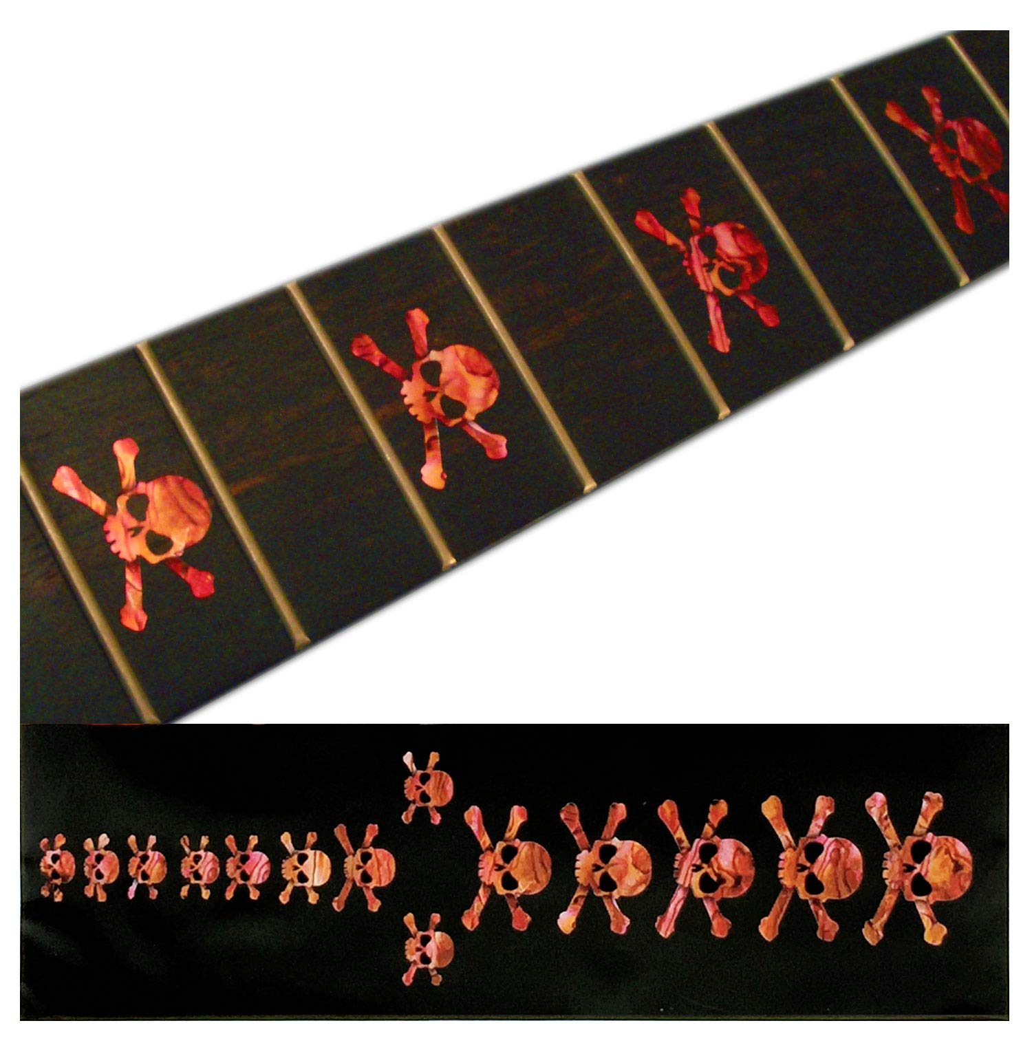 Inlay Sticker Fret Markers for Guitars & Bass - Skulls - Abalone Red,F-067SK-RD