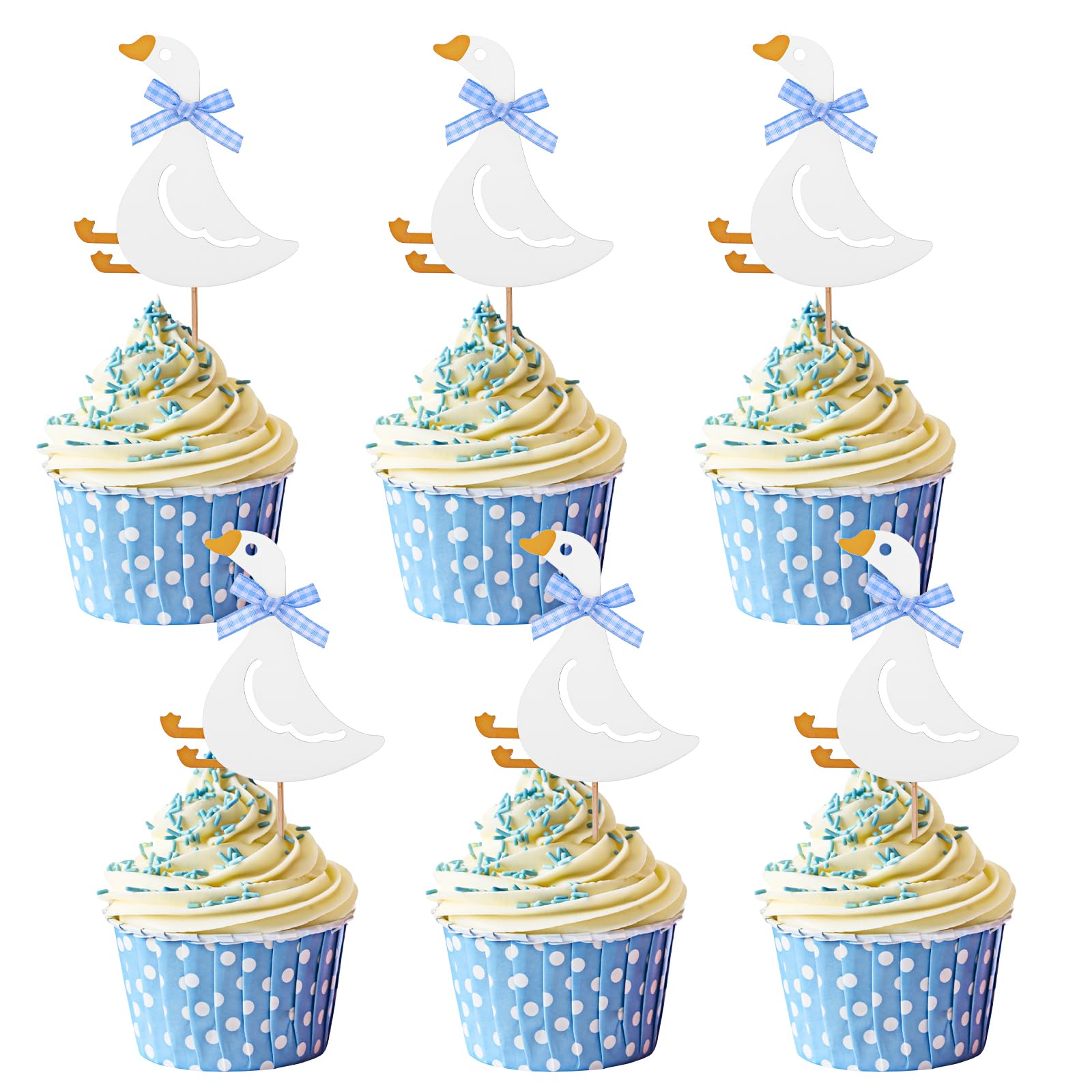 Photo 1 of 36 Pcs Silly Goose Cake Topper - Adorable Baby Shower Cake Decorations - Blue Goose Theme Birthday Party Supplies - Easy Insert Cake Picks