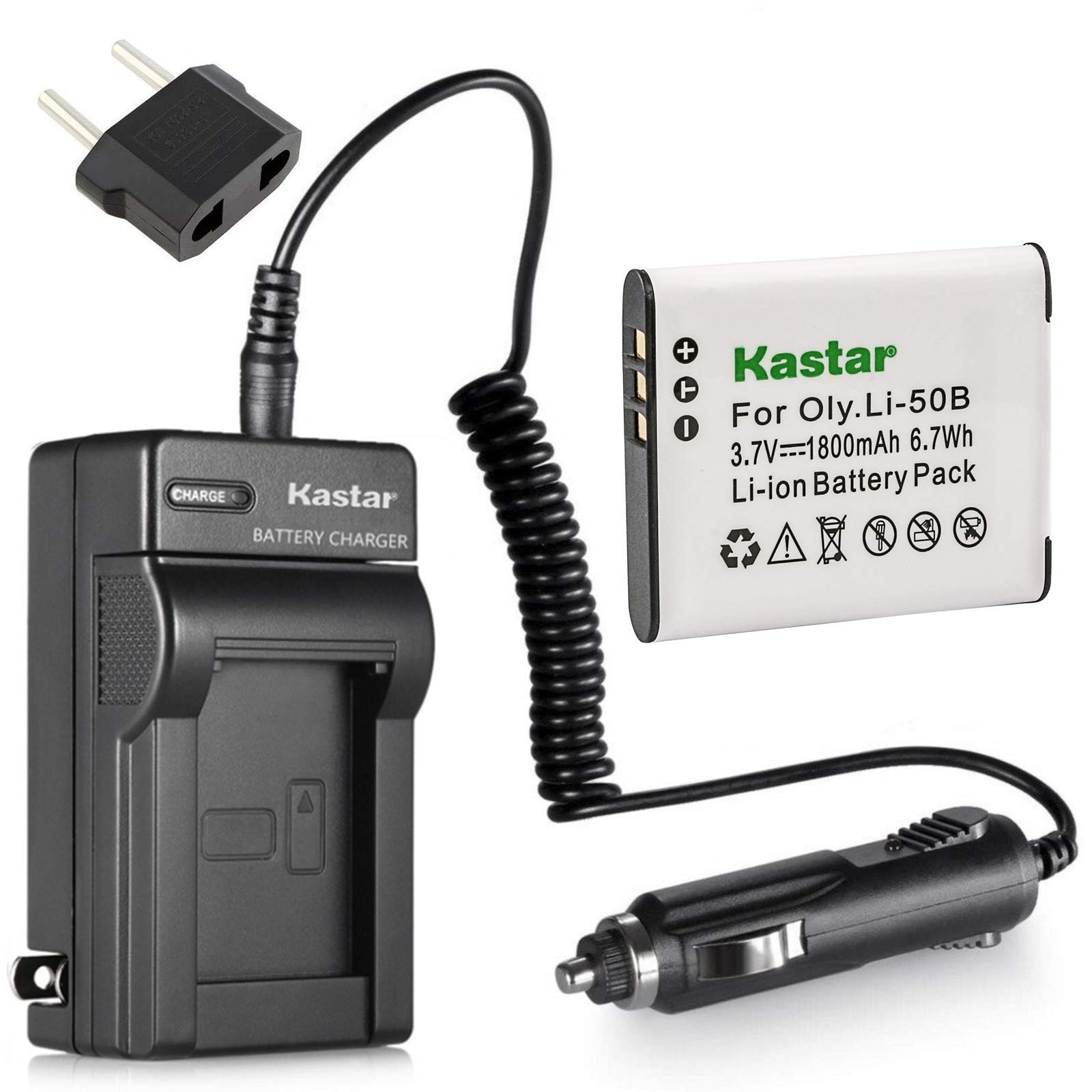 Kastar Li-50B Battery and Charger for Olympus