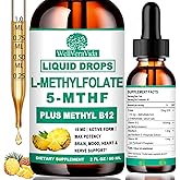Methylfolate Supplement for Adult & Kids, L Methyl Folate 15mg Plus Methyl B12 B6 B2 Multivitamin, Metabolically Active 5-MTHF Form for Mood Homocysteine Methylation Cognition Energy Nerve Health*