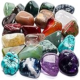 KALIFANO Bulk Tumbled Stones – Over 1,000 Carats Mixed Polished Healing Crystals & Gems for Reiki, Crafts, Kids & Decor (Includes Rose Quartz, Howlite Turquoise, Fluorite, Unakite, Lapis Lazuli) – Piedras de Cristal Para Decorar
