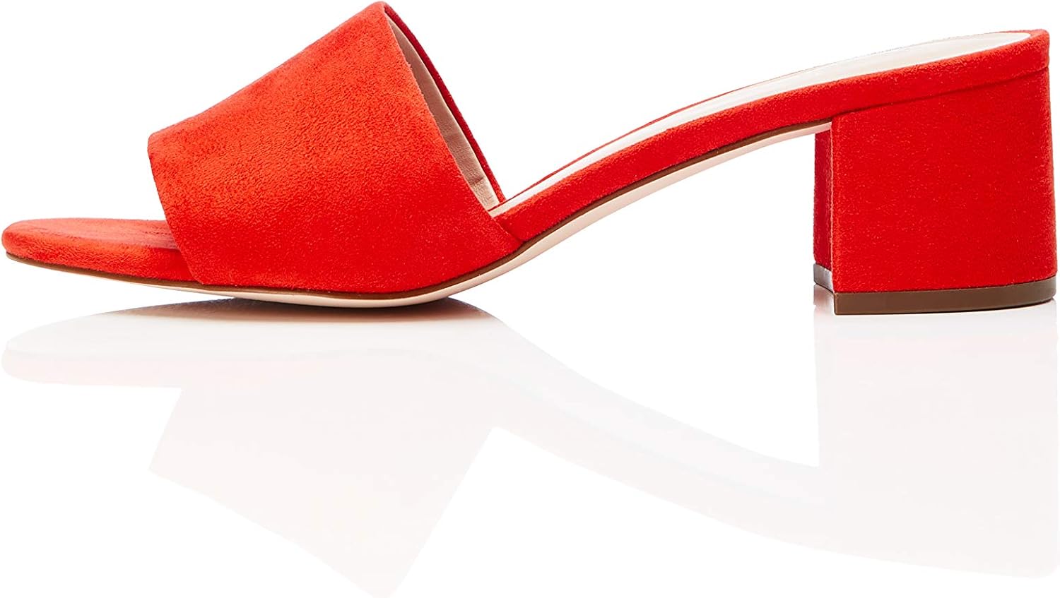 red block heel mules