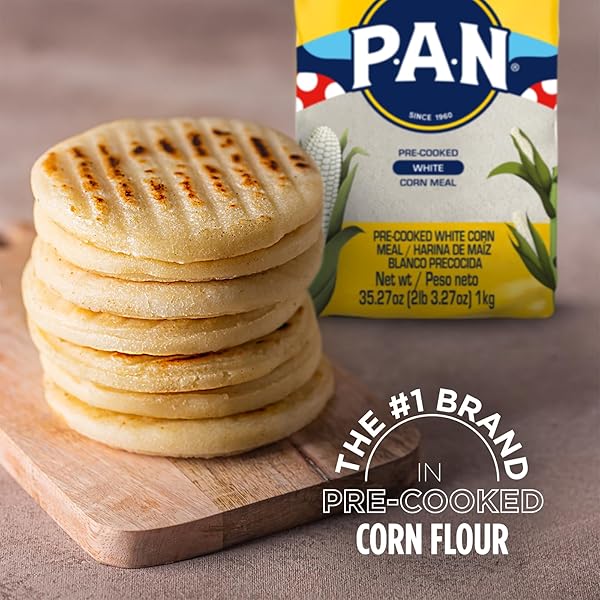 P.A.N. WHITE CORN MEAL – PRE-COOKED GLUTEN FREE AND KOSHER FLOUR FOR AREPAS (2 LB 3.27 OZ / PACK OF 1)