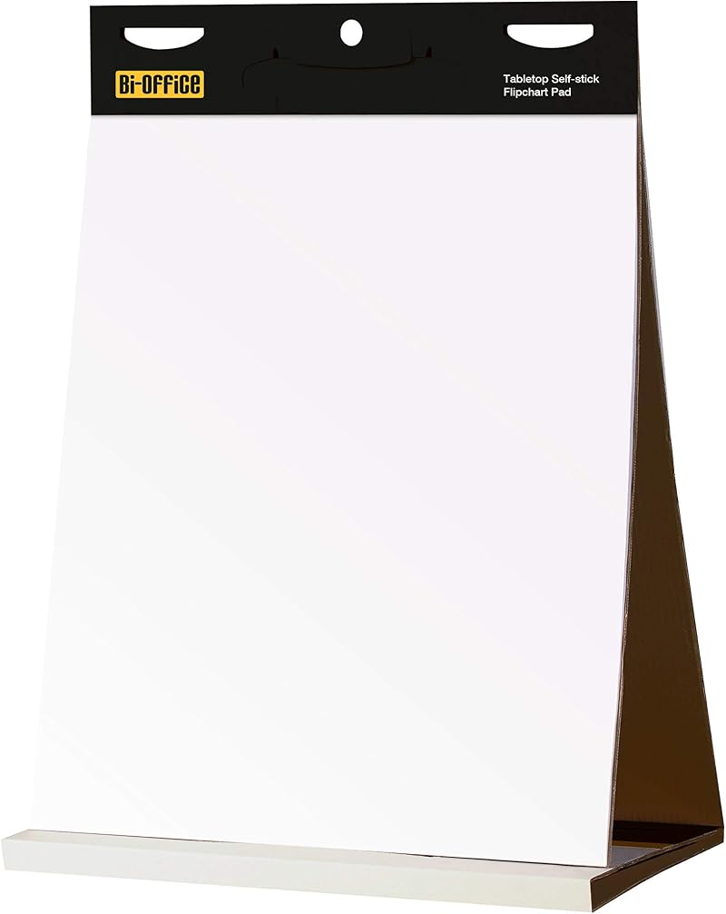 Bi-Office Tabletop Self Stick Flipchart Pad 20 Sheets 70gsm 58.5 x 50 cm
