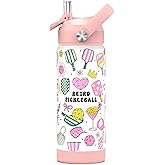 Girls Pickleball Water Bottle for School,Kids 18 oz Insulated Stainless Steel Cup with Straw, Double-Wall Vacuum Leakproof