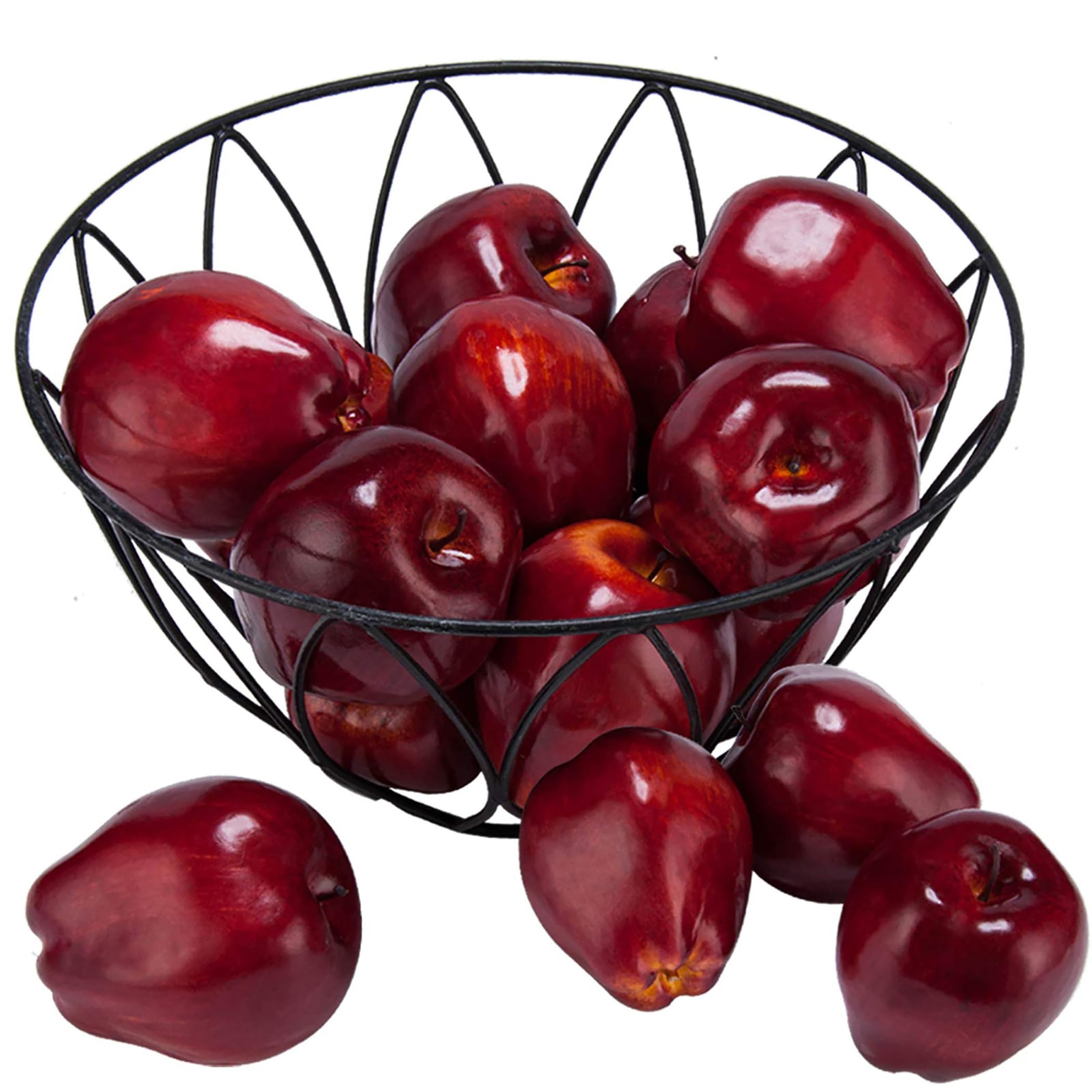 Photo 1 of Toopify 16PCS Artificial Red Apples, Red Delicious Faux Apples, Plastic Fruit, Fake Lifelike Simulation Fruit for Home Kitchen Table Basket Decoration, 3.43" x 2.95"