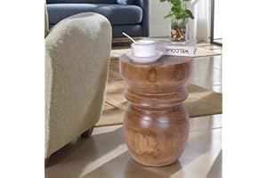 ATHALIAH Handcrafted Tree Stump Accent Table 15.75" H Small Solid Paulownia Wood Stool/Side Table, Unique Rustic Farmhouse Decor, Ideal for Patio, Balcony, Bedroom