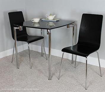 Fiji Small Dining Set Table 2 Chairs Black High Gloss