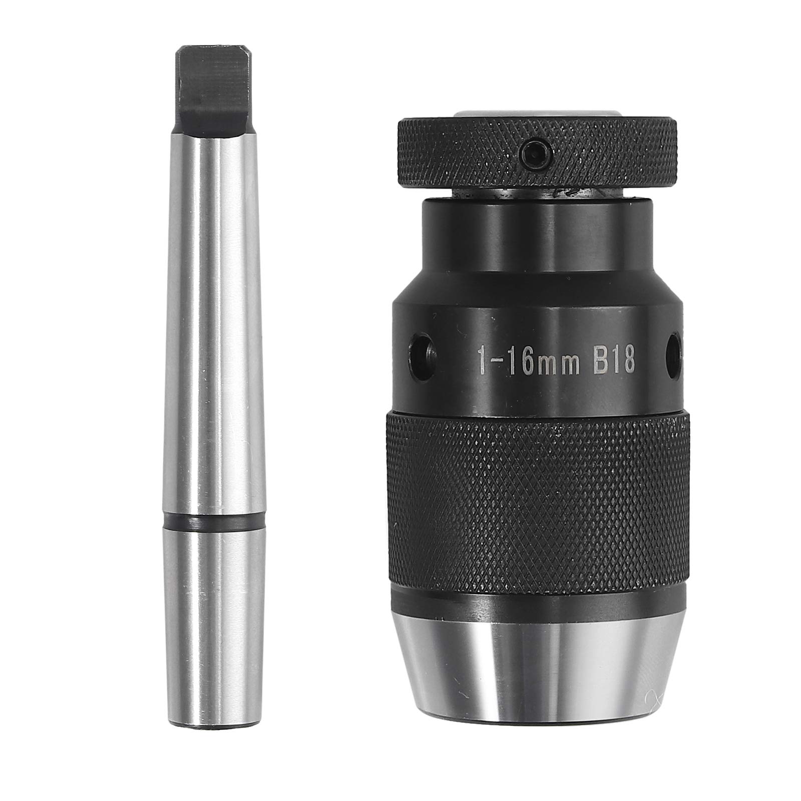 Bohaner Keyless Drill Chuck 1-16mm with MT2-B18 Arbor, Heavy Duty Self-Tightening Chuck for Lathes, Pillar Drills and Milling Machines, High Precision Metal Tool