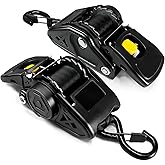 NeaLia Bolt on Boat Ratchet Straps, Retractable Transom Trailer Tie Downs, 2 x 50 Inches, 2200lbs Break Strength, Heavy Duty Mountable Transom Strap for Salt & Fresh Water Marine Jetski Snowmobile ATV