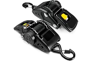 NeaLia Bolt on Boat Ratchet Straps, Retractable Transom Trailer Tie Downs, 2 x 50 Inches, 2200lbs Break Strength, Heavy Duty Mountable Transom Strap for Salt & Fresh Water Marine Jetski Snowmobile ATV