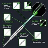 DARTSPACE 12 Pack Steel Tip Darts Set with Black Green Aluminum Shafts 24g view 2