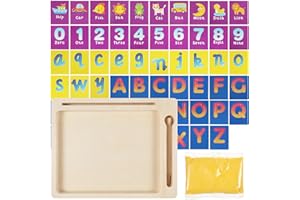 Besportble Montessori Sand Writing Tray for Kids Educational Tool with Wood Material Interactive Letter Formation and Drawing