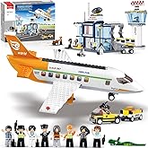 Airplane Building Set, City Airport Passenger Plane Toy for 6+ Year Old Boys and Girls, Compatible with Lego Plane, with an A