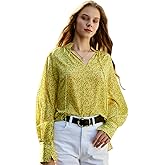 Silk Blouse for Women 100% Pure Silk Shirt Long Sleeve Luxury Smooth V-Neck Tops Womens Spring Striped Shirts