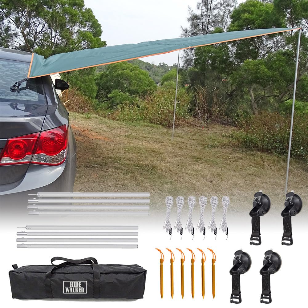 3x5m Car Awning with Pole Outdoor Camping Tent Tarp Waterproof Canopy Shade Sun Shelter