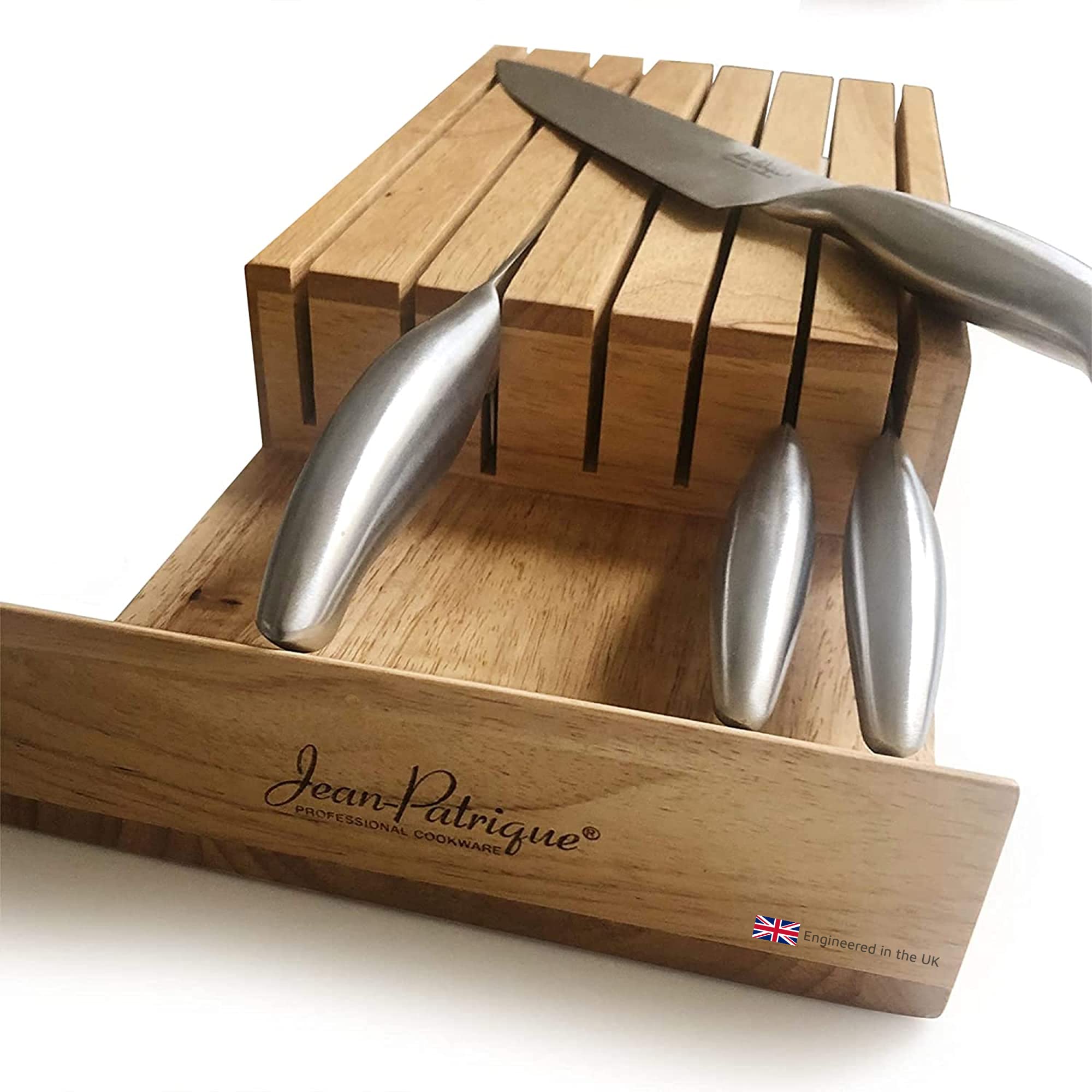 in-Drawer Knife Block Without Knives | 7 Slot Knife Storage | Knife Holder for Kitchen Knife Set | Knife Block Only | from Jean-Patrique