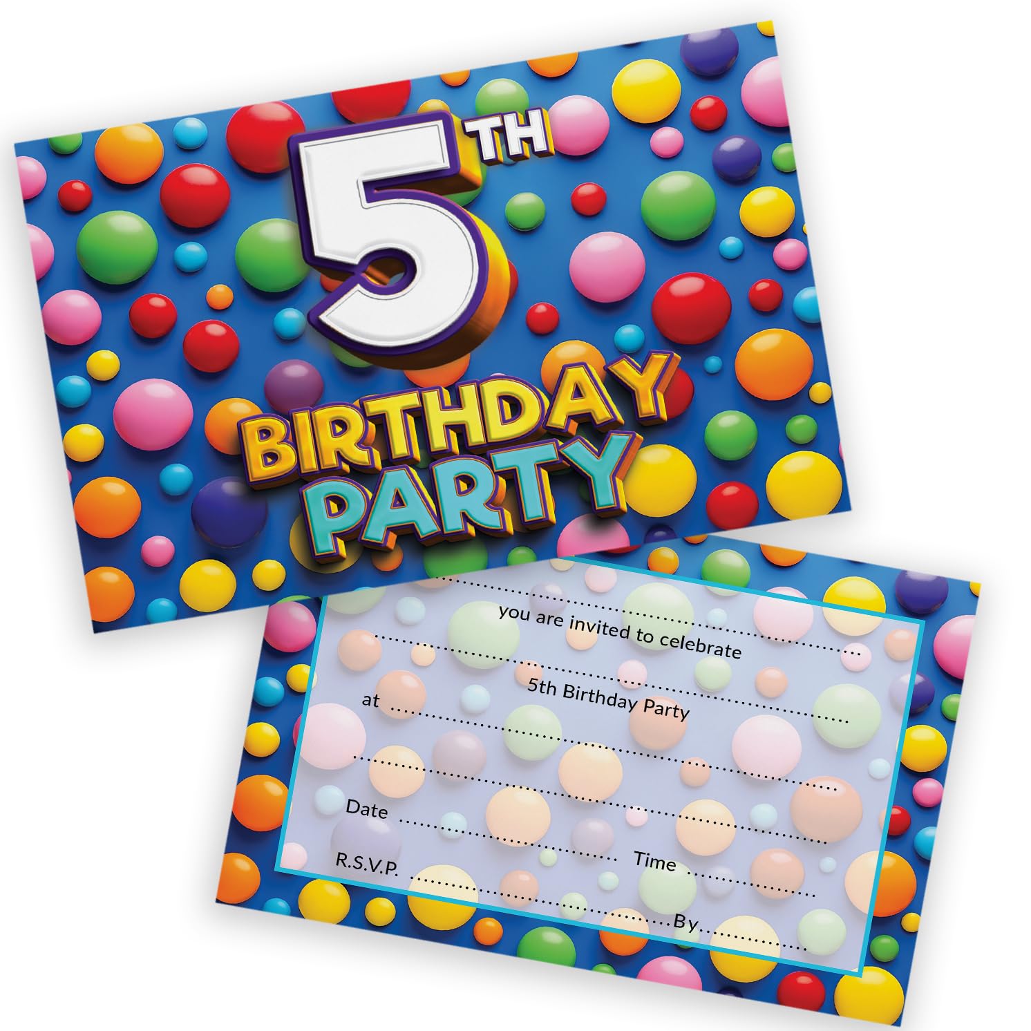 5th Birthday Party Invitations Kids - Candy Sweets Chocolate 28 Pack - Childrens Birthday Invitations for Boys/Girls A6 Bday Party Invites Invitation Cards with Folding Envelopes