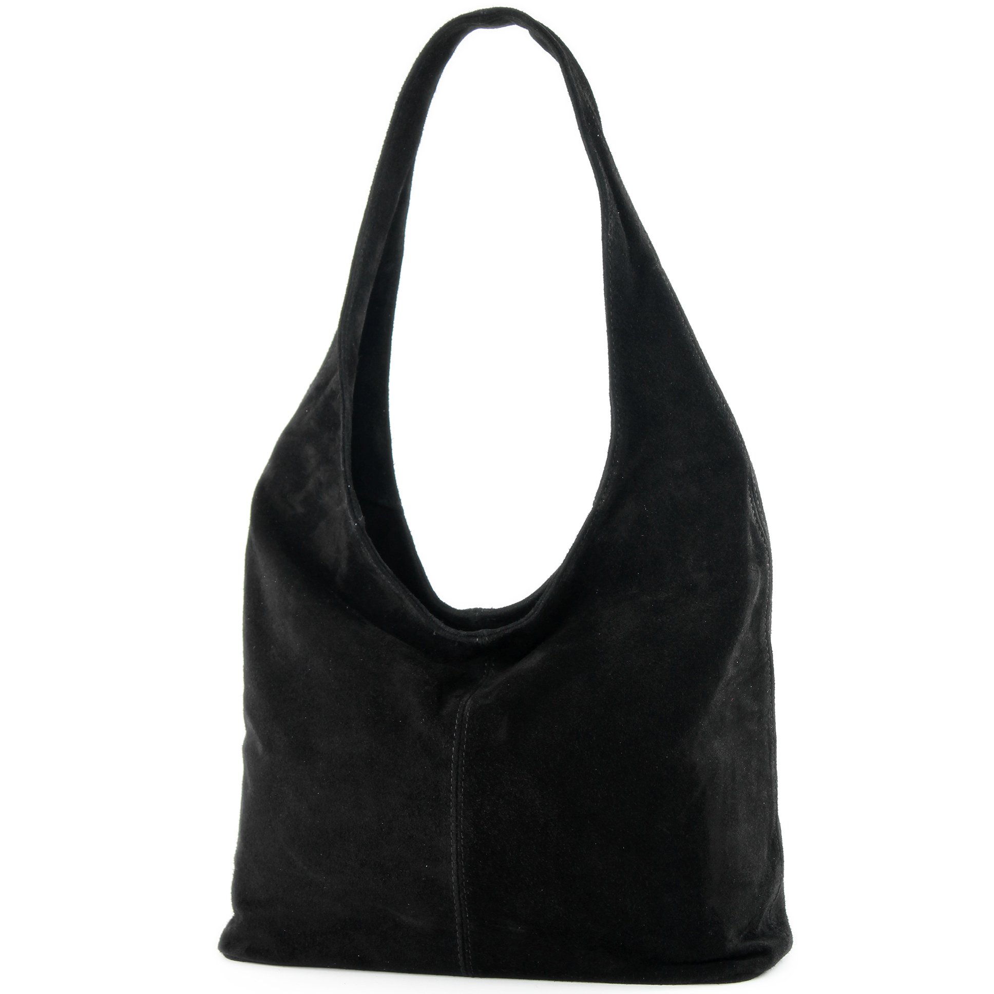 modamoda de - ital. Leather Bag Shoulder Bag Shoulder Bag Damentasche Wildleder T150, Colour:black