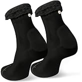SHEZZA Padded Ruffle Crew Anti-Blister Cushioned Socks for Women | Cushioned Heel Patch Socks, Moisture Wicking Combed Cotton, Athletic Arch Support, Padded Dress Sock