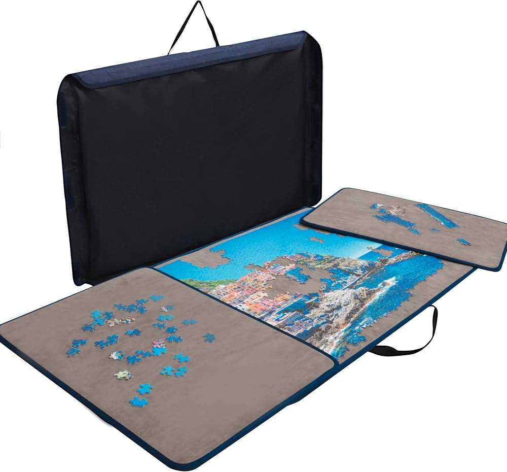 Becko US Jigsaw Puzzle Board Portable Case Storage 1000 Pieces Non-Slip Dark