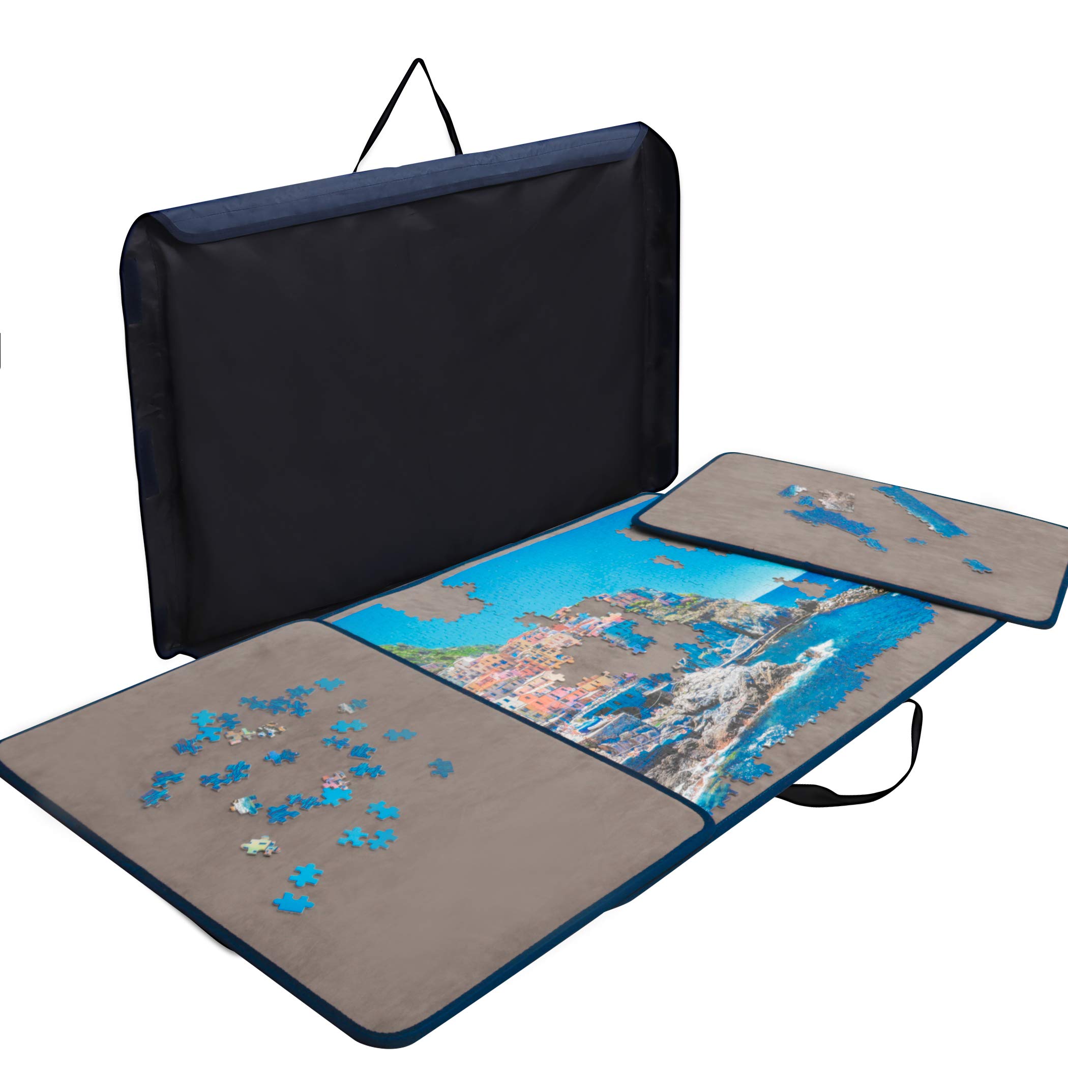 Becko US Jigsaw Puzzle Board Portable Puzzle Case Puzzle Storage Saver, Non-Slip Surface, for Up to 1000 Pieces (Dark Gray)