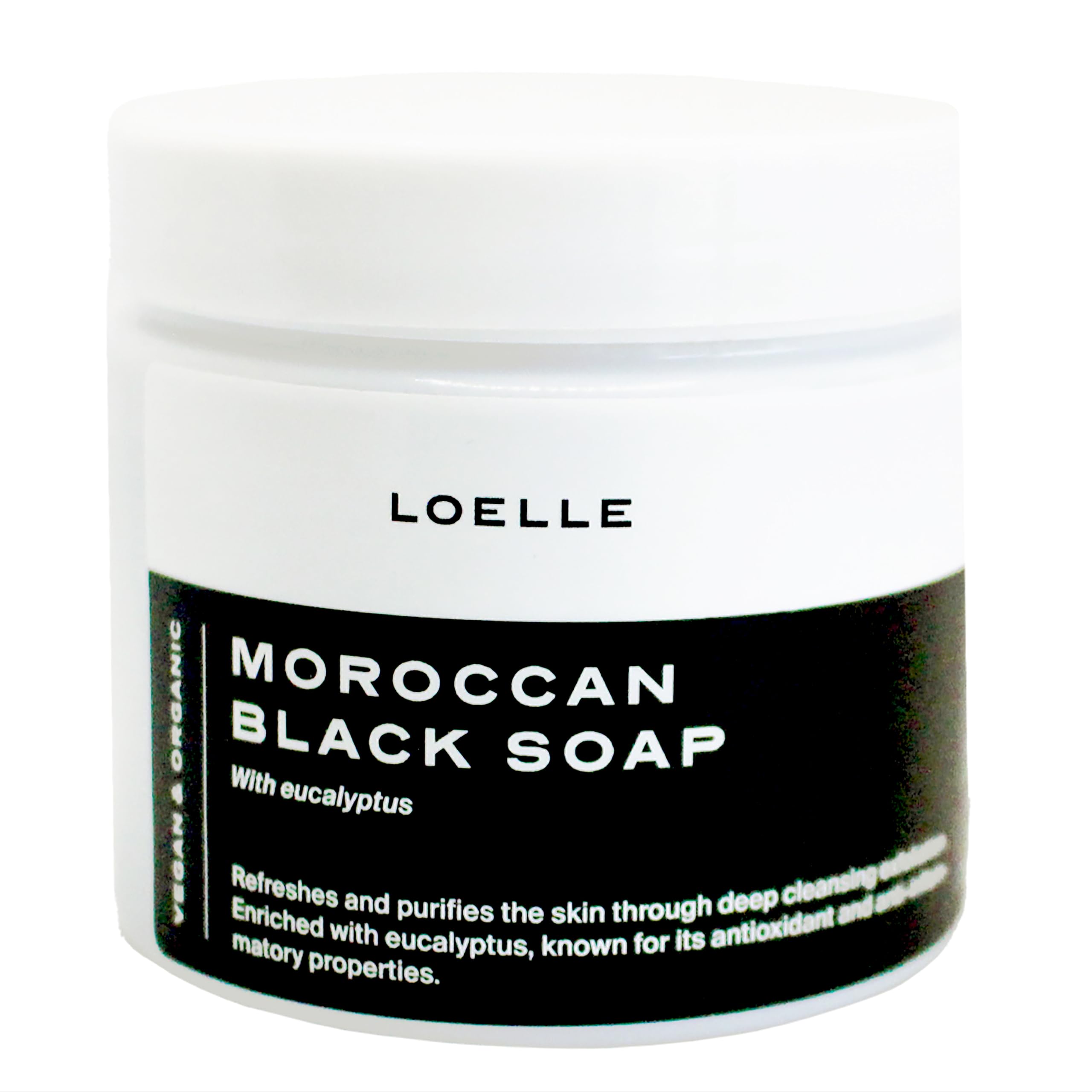 Loelle - 100% Organic Moroccan Black Soap - Made with Natural Ingredients - Black Hammam Exfoliating Body Scrub - Exfoliating Shower Gel (200g)