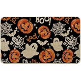 Artoid Mode Boo Ghost Jack-O'-Lantern Spider Web Halloween Doormat, Low-Profile Switch Rug Door Home Decor Floor Mat for Indoor Outdoor 17x29 Inch