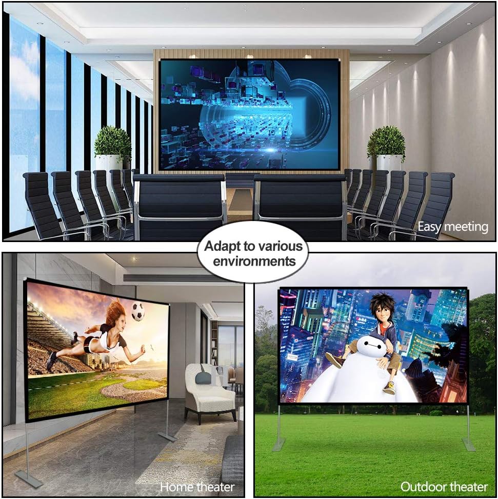 Projector Screen with Stand 100 inch Portable Projection Screen 16:9 4K HD Rear Front Projections Movies Screen with Carry Bag for Indoor Outdoor Home Theater Backyard Cinema Trave: Electronics