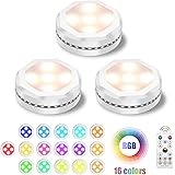 Under Cabinet Lighting, UYICOO 16 Colors RGB Wireless LED Puck Lights Color Changing Night Light for Home Kitchen Closet (3pc