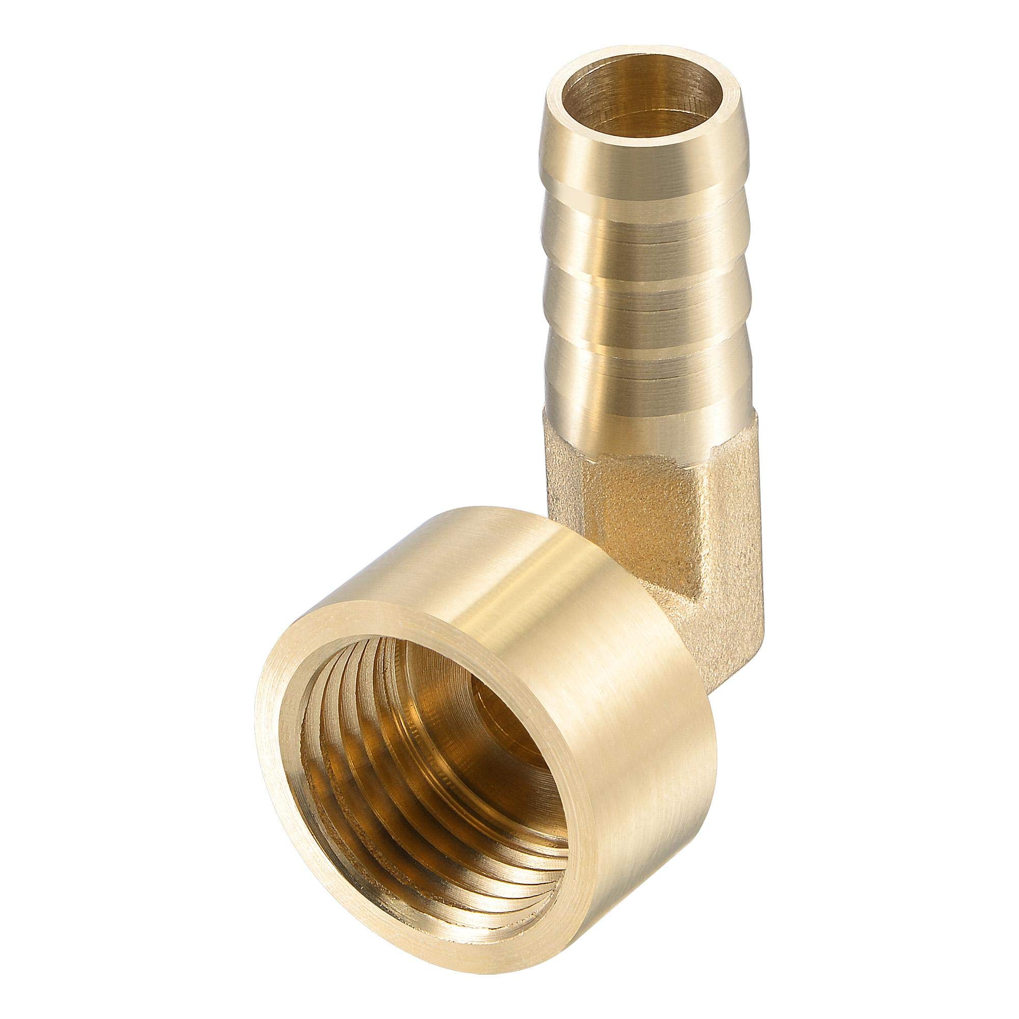 sourcing map Brass Hose Barb Fitting Elbow, 12mm Barbed x G1/2 Female Pipe Connector Adapter for Water Fuel Air