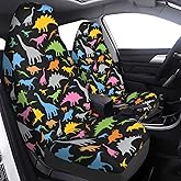 FeHuew 2Pc Cute Colorful Dinosaurs Car Seat Covers Front Seats Only Flexible Lightweight Universal Auto Full Cover Seat Protectors Accessories for Cars SUV Sedan Office Chair