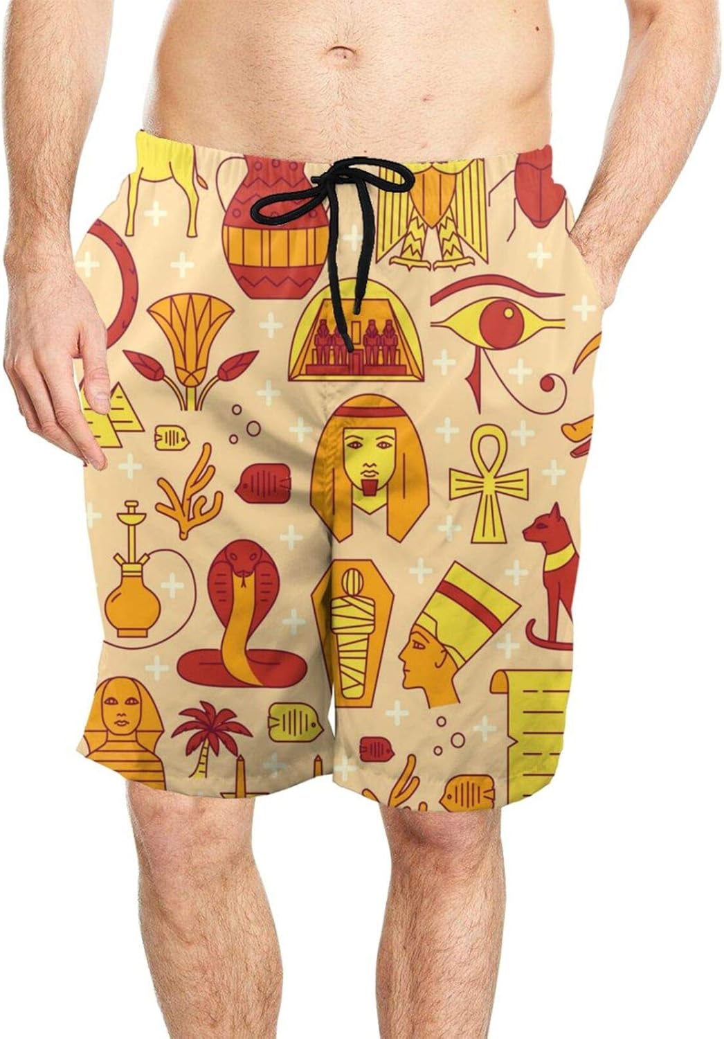 CUTEDWARF Ancient Egypt Symbols Men's Beach Swimming Shorts Breathable
