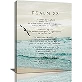 Psalm 23 Wall Art Psalm 23 Canvas Wall Decor Scripture Bible Verse Prints Painting Christian Religous Framed Artwork for Bedroom Living Room Church 12"x16"