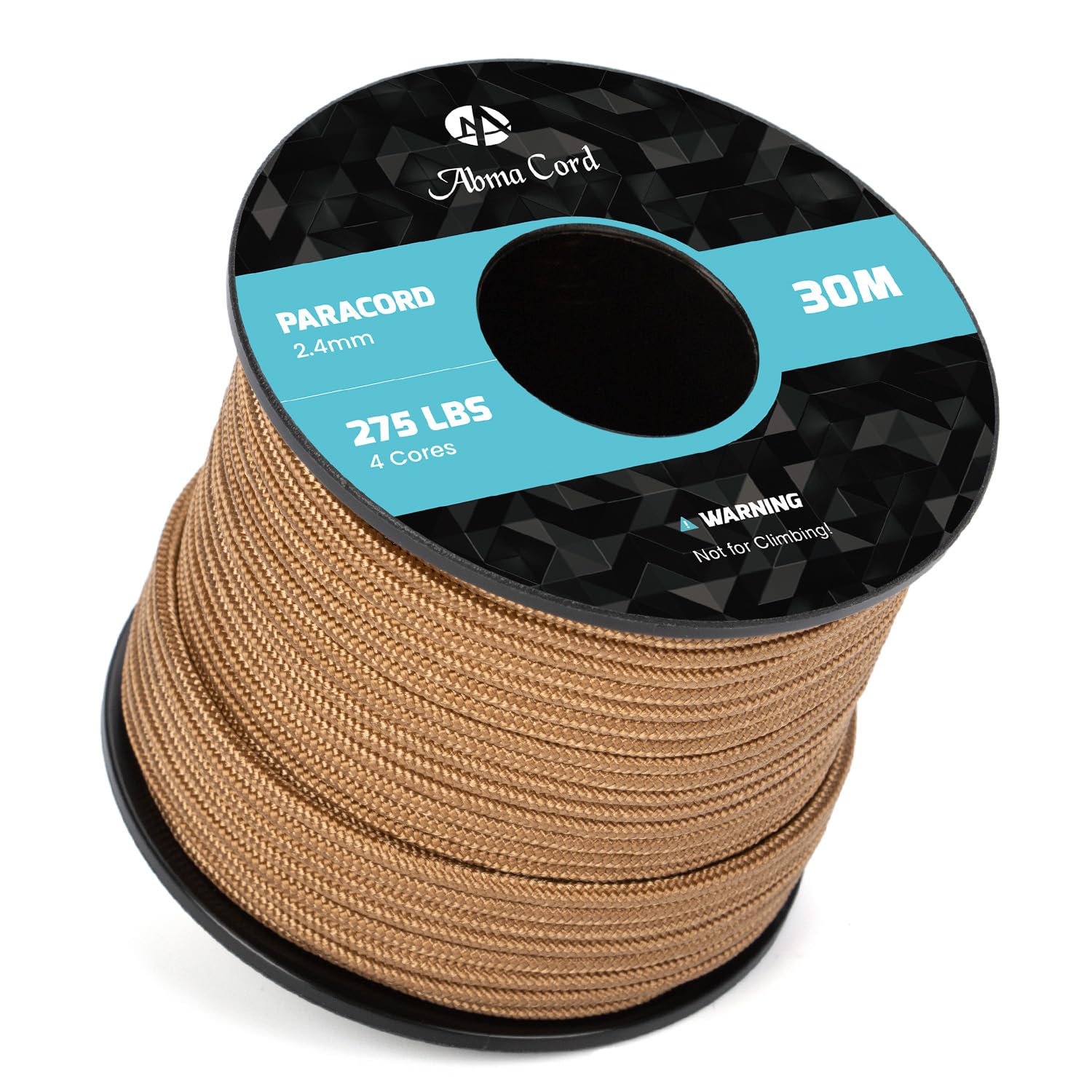 Abma Cord 2.4mm Paracord 275 30m Nylon Rope 4 Strands Tactical Parachute Cord - Max. 125kg (275lbs) - Coyote Brown