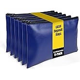 Better Office Products 6 Pack, Zippered Security Bank Deposit Bag, Leatherette, Cash Bag, Coin Bag, Utility Pouch, Blue, 6 Bags