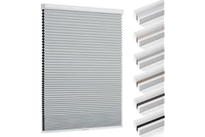 Changshade Blackout Blinds, Cordless Cellular Shades, Honeycomb Blackout Shades, Room Darkening Blinds, Pull Down Window Shades, Easy to Install Honeycomb Window Blinds, 35" W x 72" H, Grey