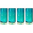 MEXTEQUIL - Authentic Mexican Tequila Shot Glasses - Tequila Set of shot glasses - 4 pcs - 2 Oz - Mexican Hand Blown Shot Glass (Aqua)